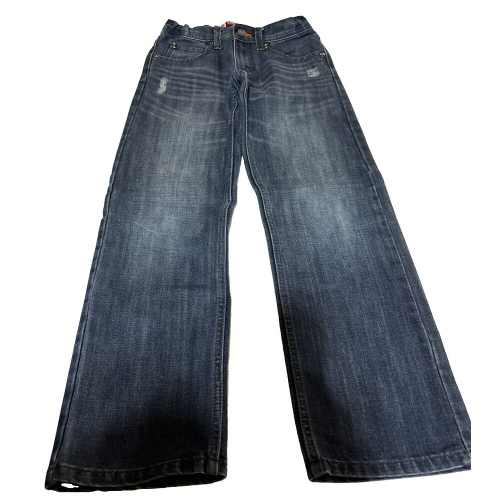 Lee Dungarees Jeans Boys Size 12 Slim Straight Distressed Dark Denim